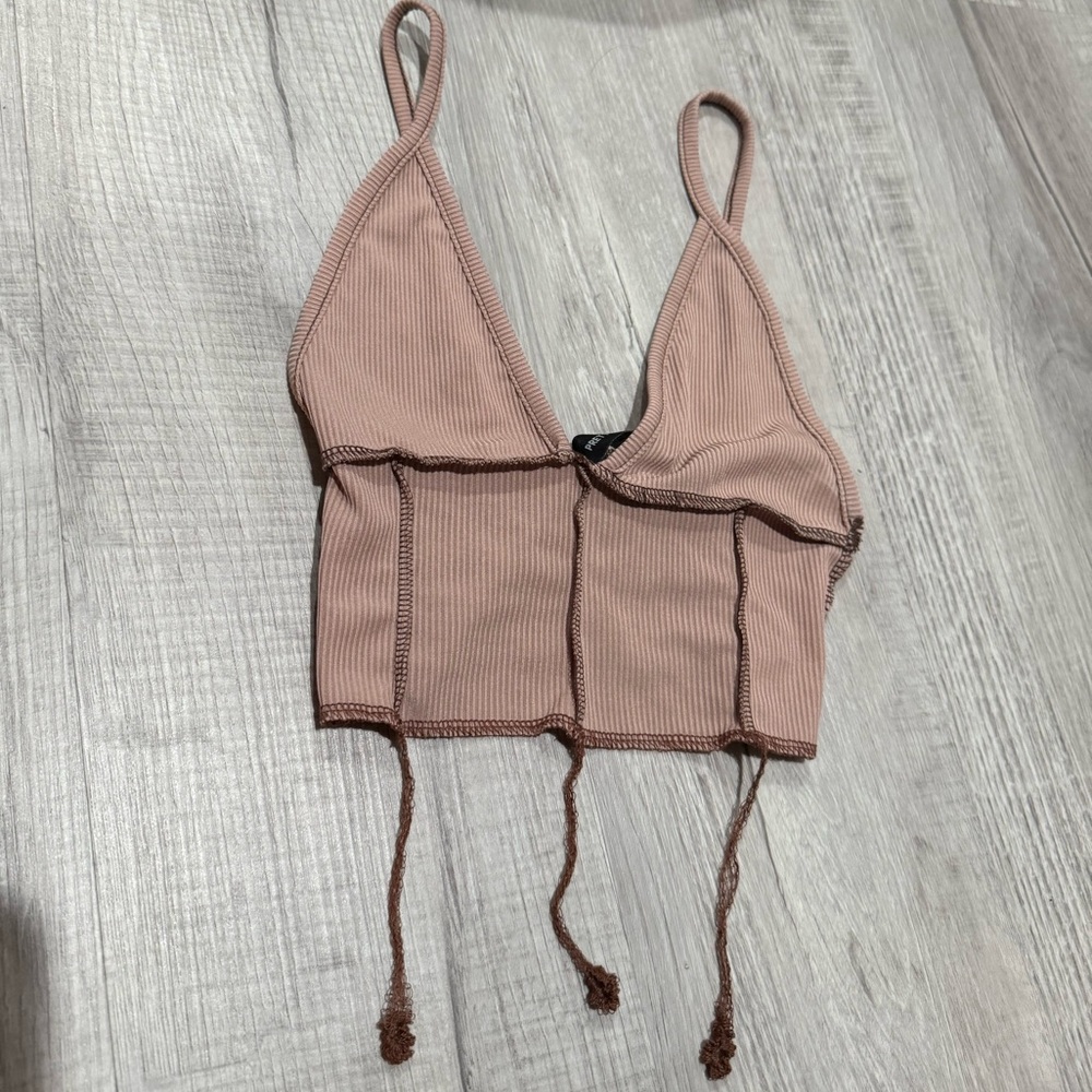 PrettyLittleThing Brown Ribbed Camisole